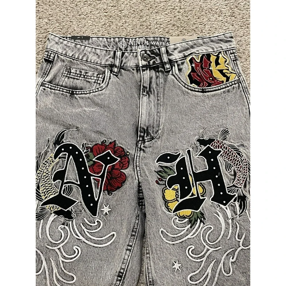 Ninth Hall Waylay Black Denim Shorts Mens Womens Unisex Size 32 NEW